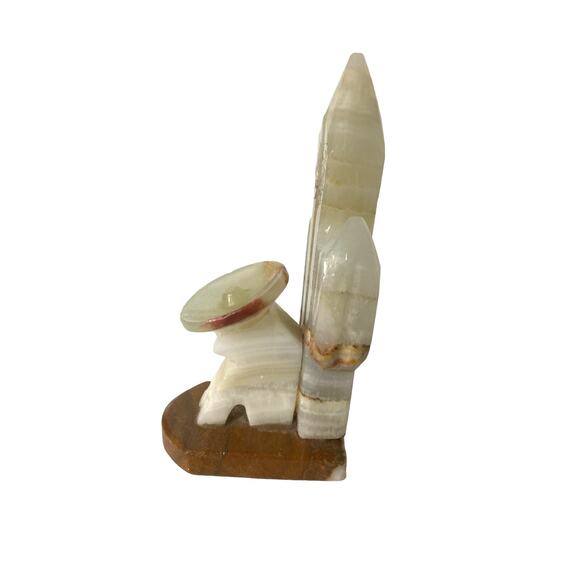 Vintage Hand Carved Onyx Mexican Man/Cactus Bookend 7"Tx5"wide - Picture 3 of 7